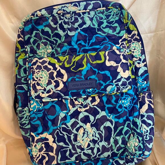 Retired Vera Bradley Katalina Blues Quilted Cotton Backpack Floral Bag main image 4